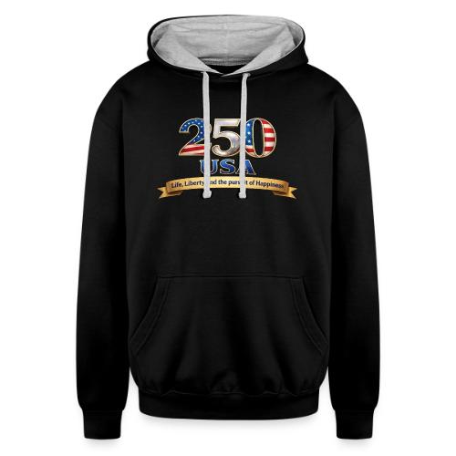 250 USA Liberty Banner - Unisex Contrast Hoodie