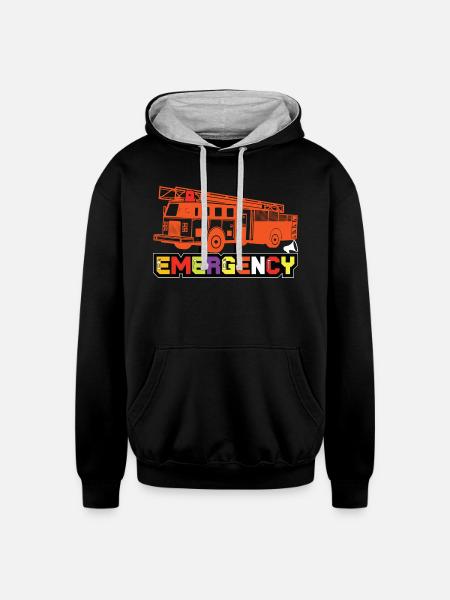 Firefighter Emergency - Unisex Contrast Hoodie - black/heather gray
