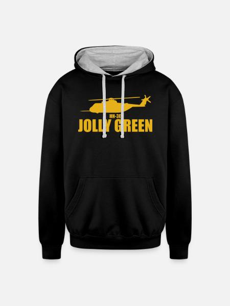 HH3E Jolly Green - Unisex Contrast Hoodie - black/heather gray