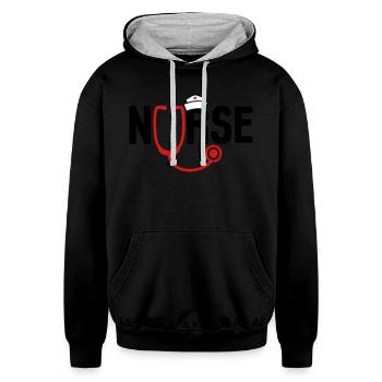 NURSE, nursing, er nurse, rn nurse, nursing school - Unisex Contrast Hoodie - black/heather gray - Front