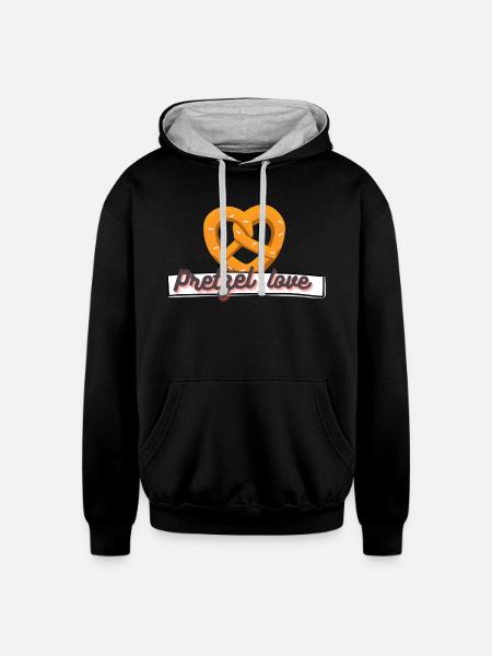 Pretzel lover - Unisex Contrast Hoodie - black/heather gray