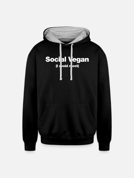 Social Vegan - Unisex Contrast Hoodie - black/heather gray