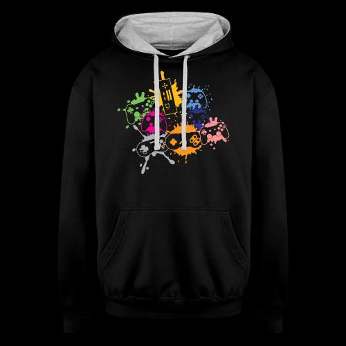 Colorful Controller Splash Art - Unisex Contrast Hoodie