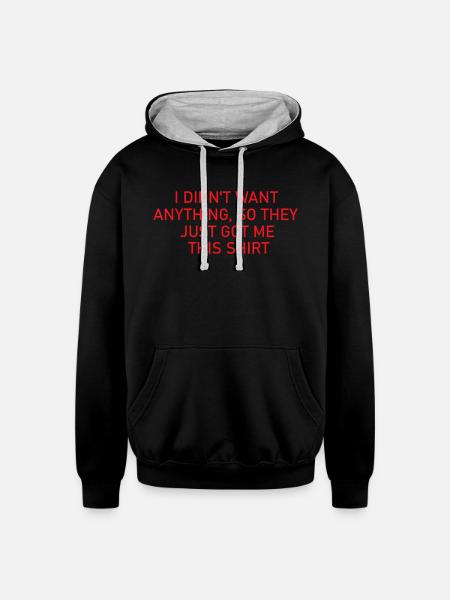 didnt want anything funny - Unisex Contrast Hoodie - black/heather gray
