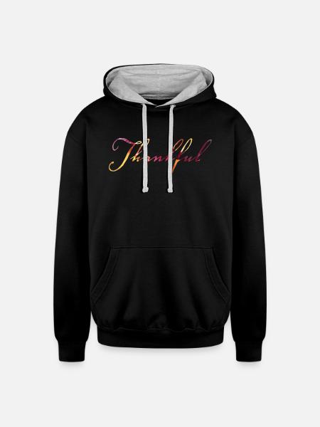 Thankful - Unisex Contrast Hoodie - black/heather gray