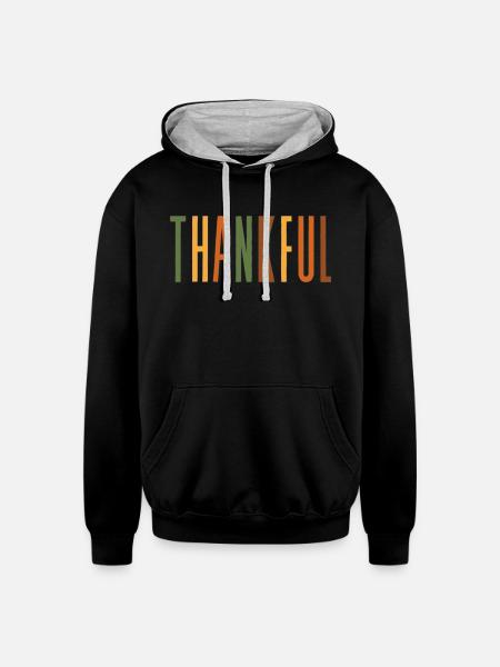 Thankful - Unisex Contrast Hoodie - black/heather gray
