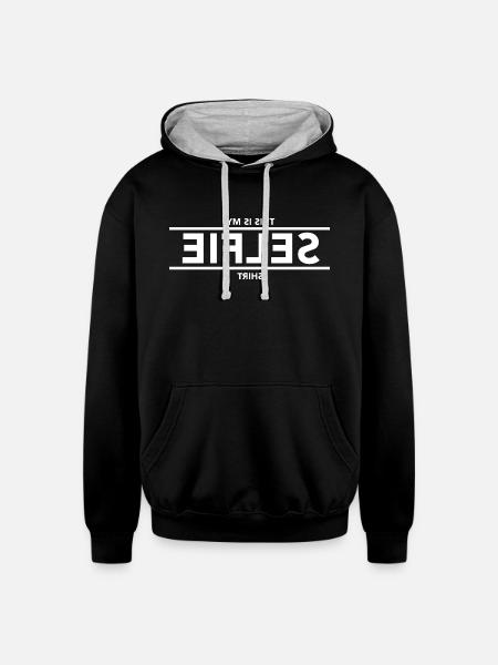 Selfie - Unisex Contrast Hoodie - black/heather gray