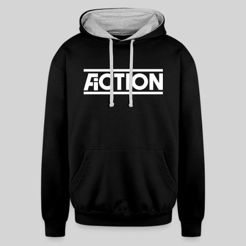 Action Fiction Logo (White) - Unisex Contrast Hoodie