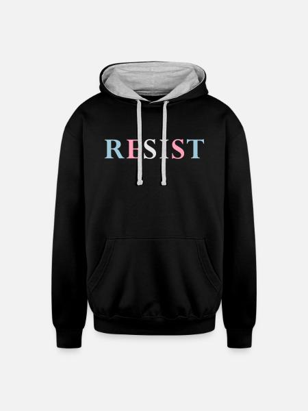 RESIST - Trans Trans - Unisex Contrast Hoodie - black/heather gray