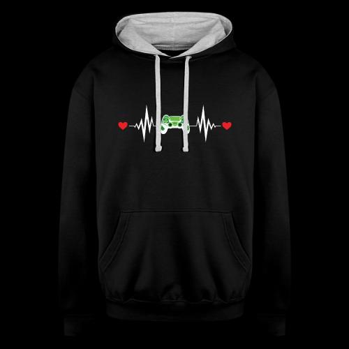 Gaming Heartbeat Controller - Unisex Contrast Hoodie