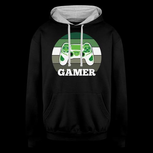 Green Sunset Gamer - Unisex Contrast Hoodie