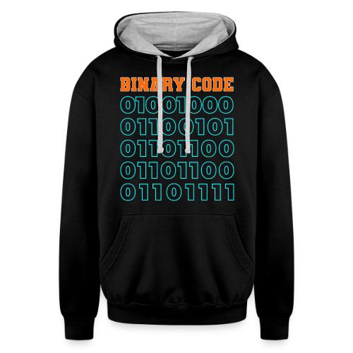 Say Hello in Binary code - Unisex Contrast Hoodie
