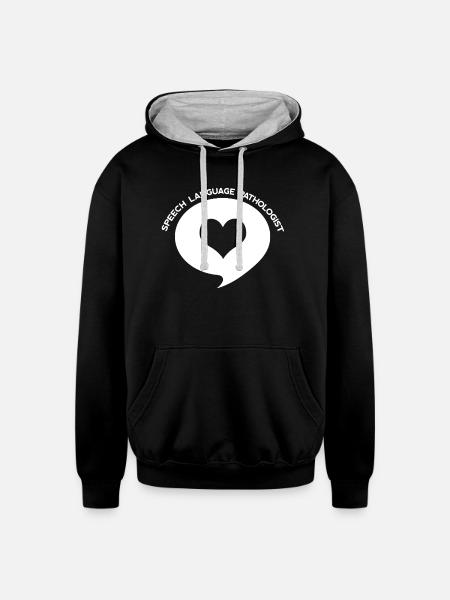 Speech Language Pathologist Heart Shirt - Unisex Contrast Hoodie - black/heather gray