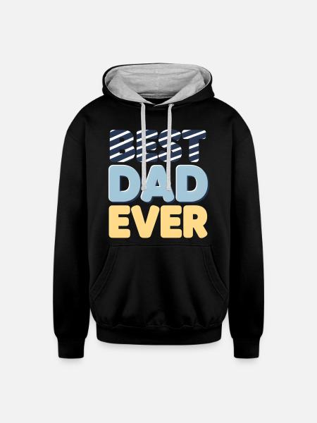 Best Dad Ever Striped Letters - Unisex Contrast Hoodie - black/heather gray