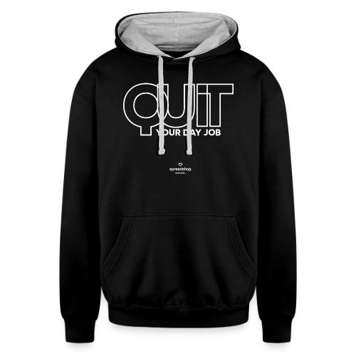 Quit in white - Unisex Contrast Hoodie