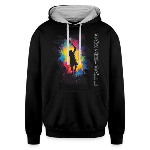 High Energy Basketball Paint Splatter Art - Unisex Contrast Hoodie