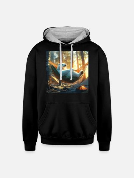 Polar Bear - Unisex Contrast Hoodie - black/heather gray
