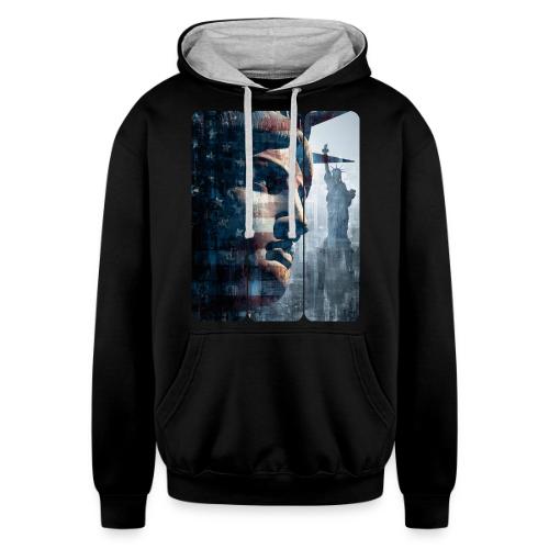 USA: Liberty in Three Visions - Unisex Contrast Hoodie