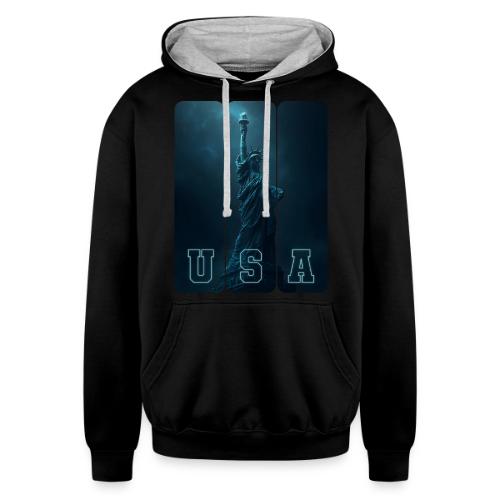 Neon Liberty USA Triptych - Unisex Contrast Hoodie