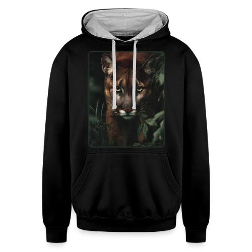 Cougar Jungle Predator Design - Unisex Contrast Hoodie