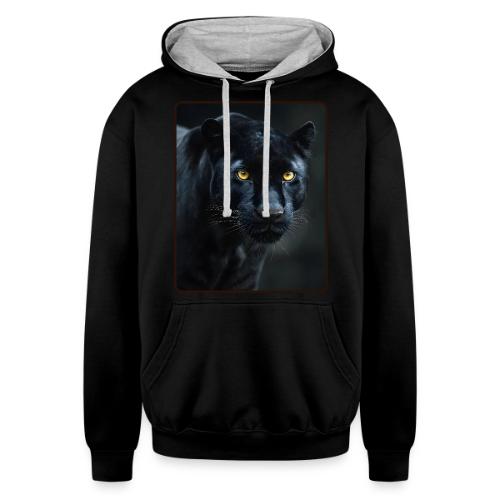 Black Panther Glowing Eyes Design - Unisex Contrast Hoodie