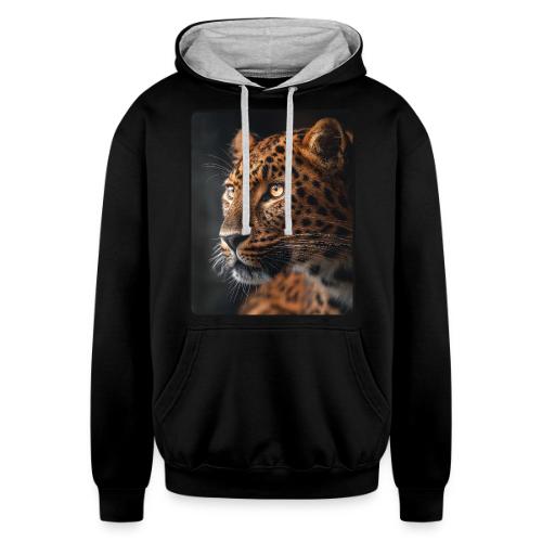 Amur Leopard Face Wildlife Design - Unisex Contrast Hoodie
