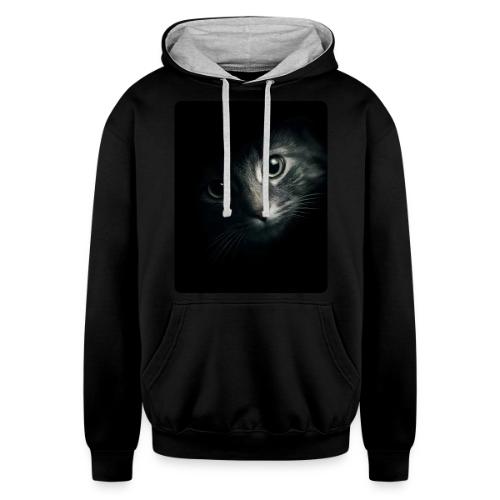 Cat Face in Shadow Close-Up Design - Unisex Contrast Hoodie
