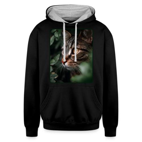 Tabby Cat Jungle Eyes Design - Unisex Contrast Hoodie