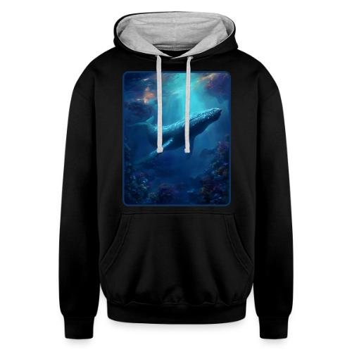 Humpback Whale Ocean Reef Design - Unisex Contrast Hoodie