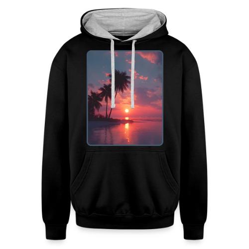 Tropical Sunset Ocean Reflection Design - Unisex Contrast Hoodie