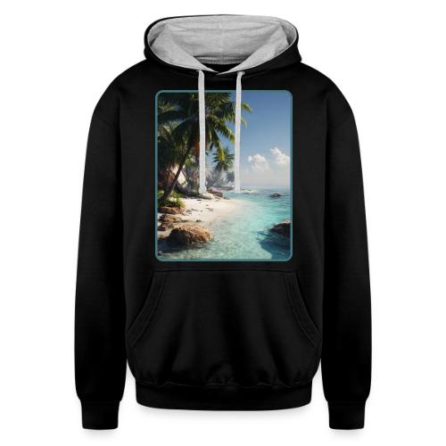 Tropical Beach Paradise Palm Design - Unisex Contrast Hoodie