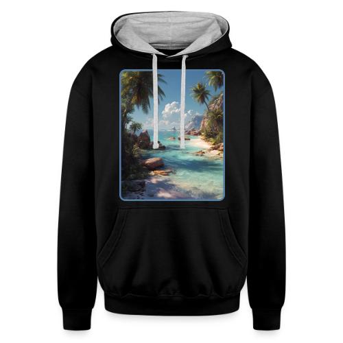 Tropical Island Paradise Ocean Design - Unisex Contrast Hoodie