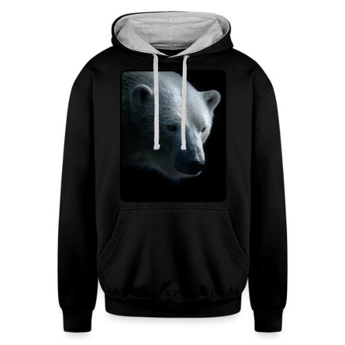 Polar Bear Close-Up Wildlife Design - Unisex Contrast Hoodie