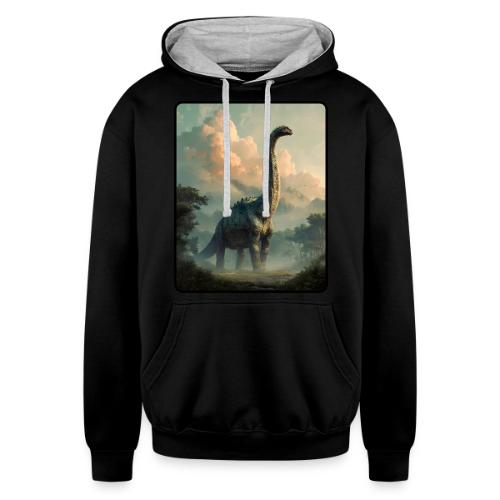 Brachiosaurus Prehistoric Scene Design - Unisex Contrast Hoodie