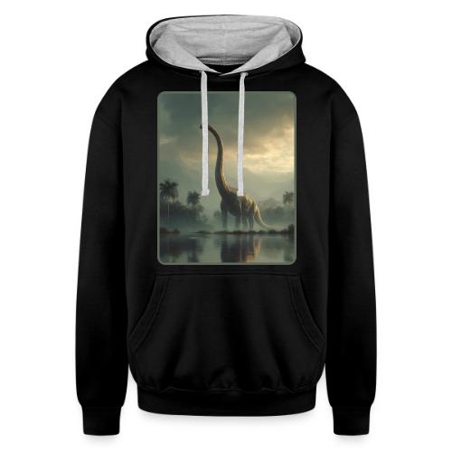 Brachiosaurus Misty Lake Design - Unisex Contrast Hoodie