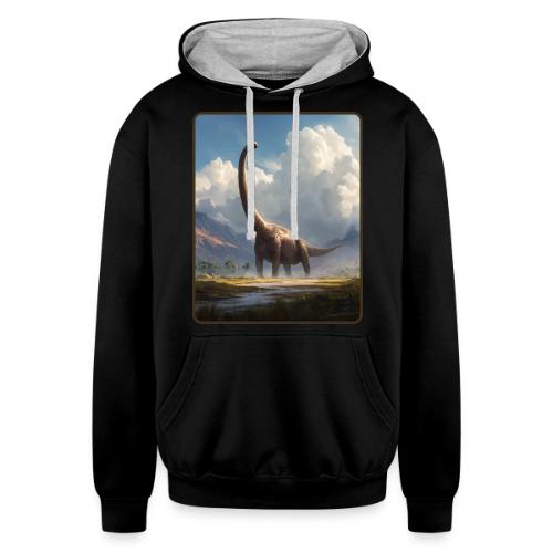 Brachiosaurus Valley Landscape Design - Unisex Contrast Hoodie