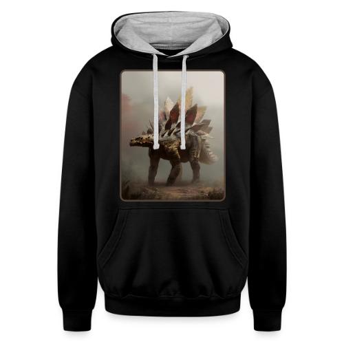 Stegosaurus Misty Forest Design - Unisex Contrast Hoodie