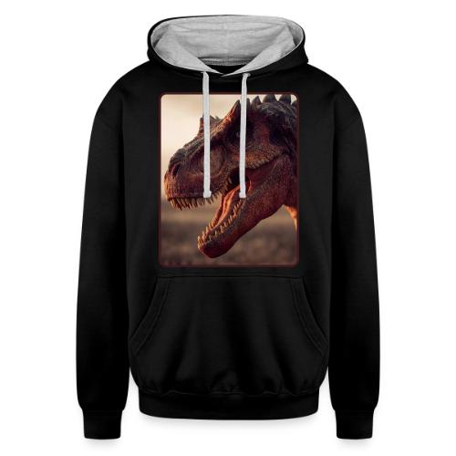 T Rex Roaring Close-Up Design - Unisex Contrast Hoodie