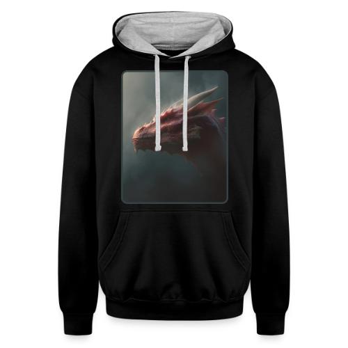 Red Dragon Fog Portrait Design - Unisex Contrast Hoodie
