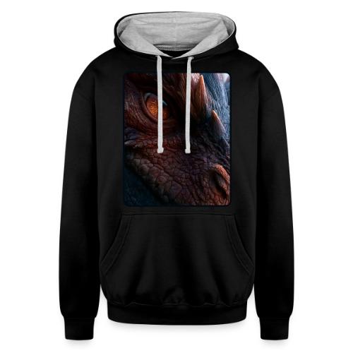 Fierce Ancient Dragon Portrait Design - Unisex Contrast Hoodie