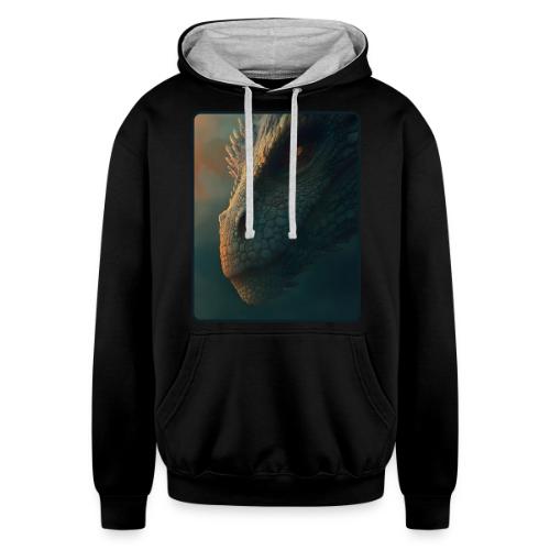 Golden Eye Dragon Close-Up Design - Unisex Contrast Hoodie