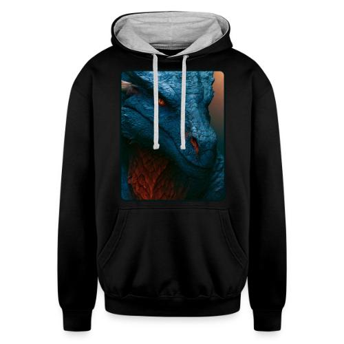 Turquoise Dragon Fire Eye Design - Unisex Contrast Hoodie
