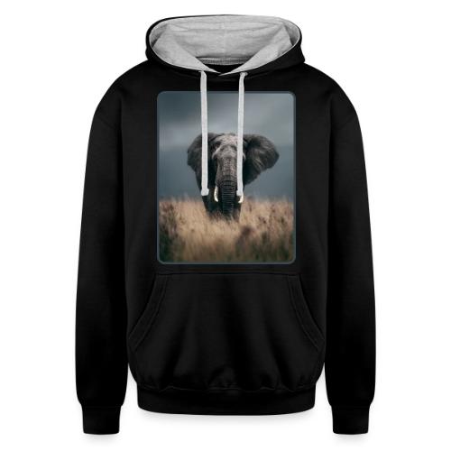 Majestic African Elephant Portrait Design - Unisex Contrast Hoodie