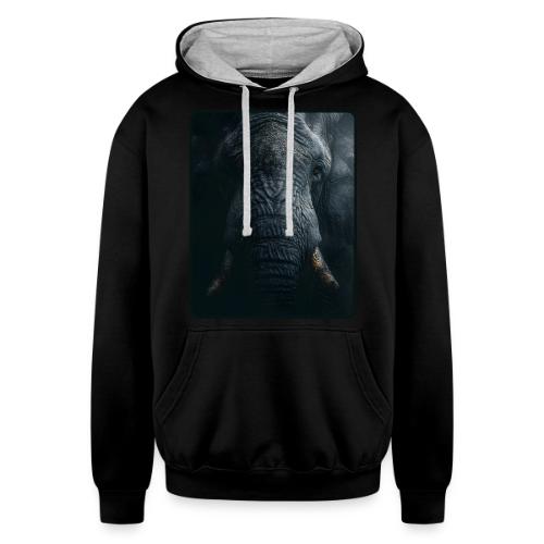Shadow Elephant Intense Eyes Design - Unisex Contrast Hoodie