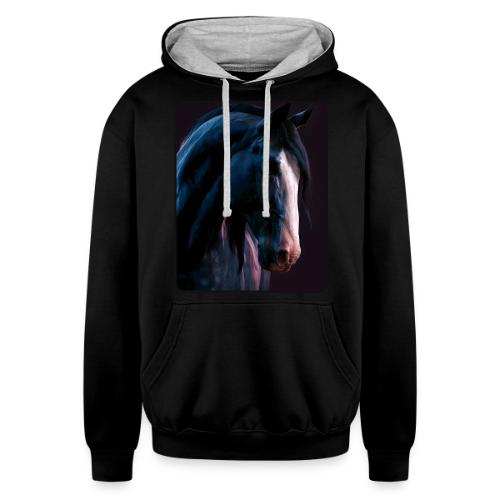 Noble Horse Cinematic Portrait Design - Unisex Contrast Hoodie