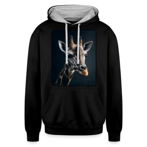 Majestic Giraffe Artistic Portrait Design - Unisex Contrast Hoodie