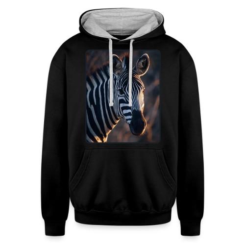 Majestic Zebra Sunset Portrait Design - Unisex Contrast Hoodie