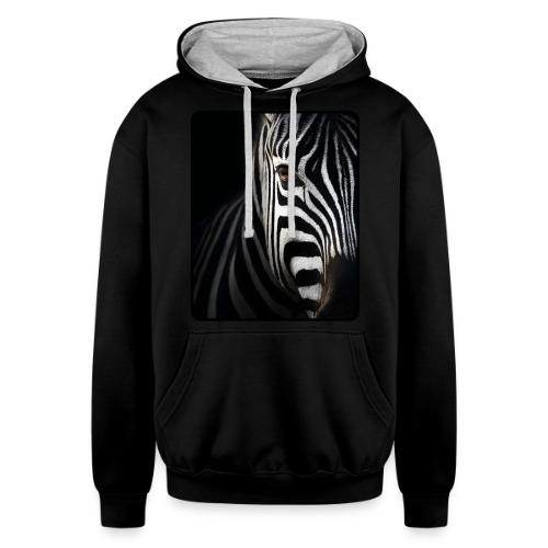 Zebra High Contrast Portrait Design - Unisex Contrast Hoodie