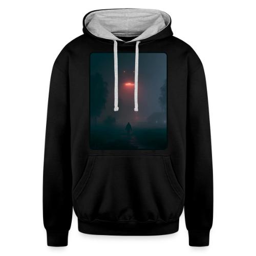Mysterious UFO Encounter Design - Unisex Contrast Hoodie