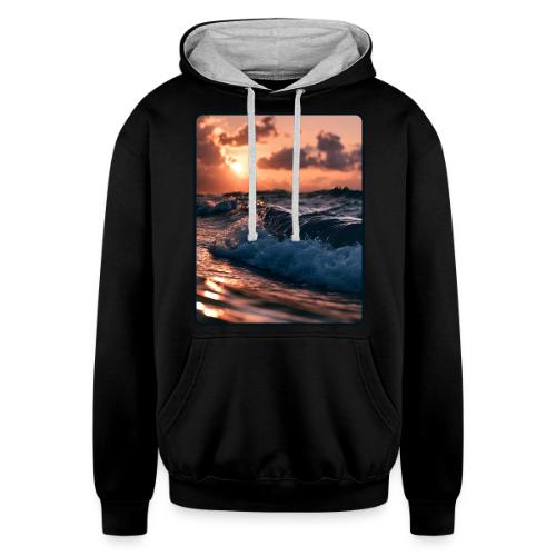 Golden Sunset Ocean Wave - Unisex Contrast Hoodie